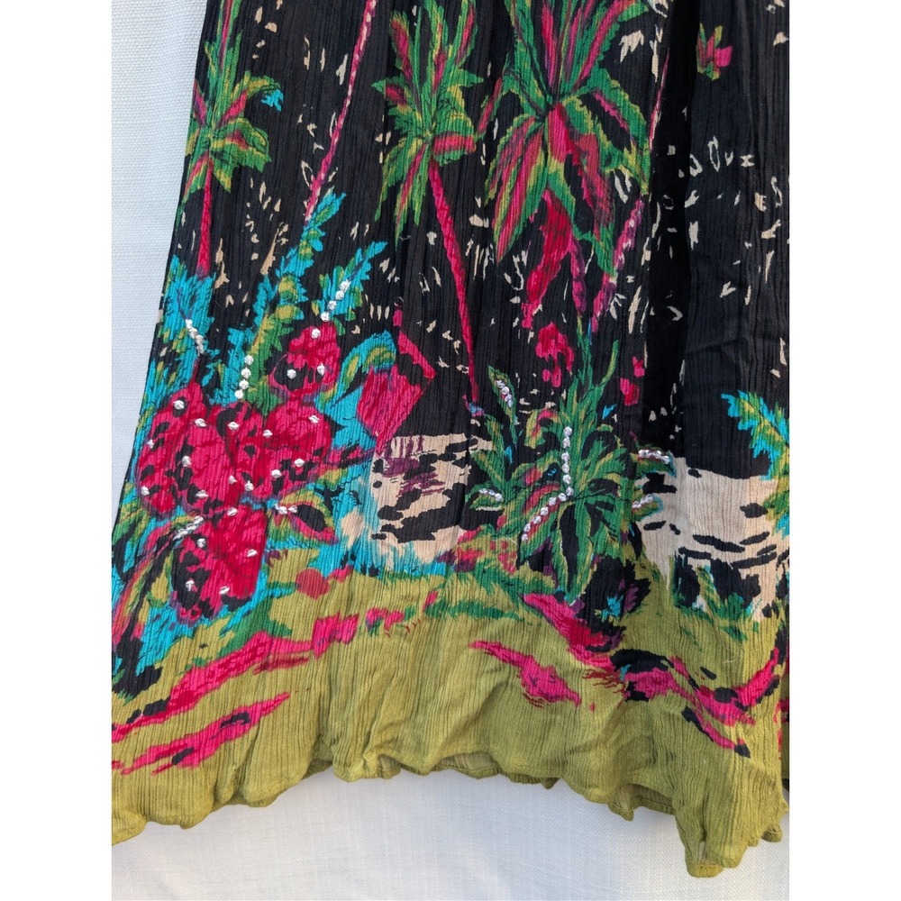 White Stag Whimsigoth Tropical Goth Maxi Skirt Womens 16W Black Rayon Palm Tree - Picture 7 of 8